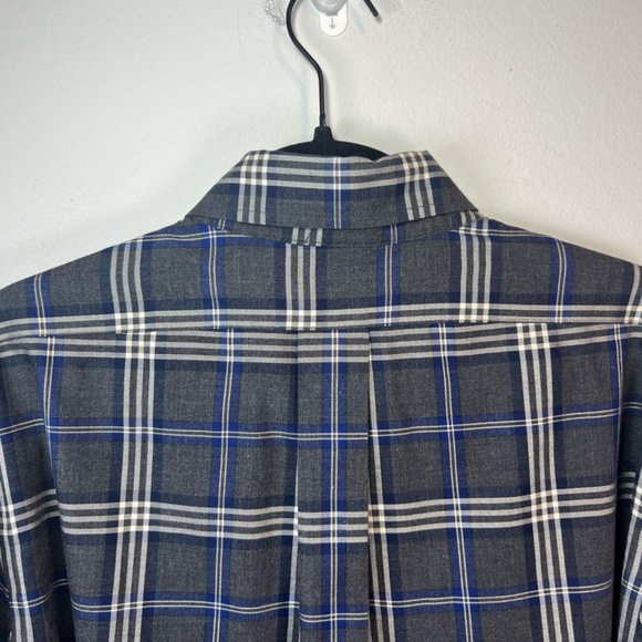 Brooks Brothers Mens Regent Button Up Shirt Gray Blue Plaid Casual Preppy Medium - Picture 7 of 11